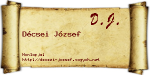 Décsei József névjegykártya